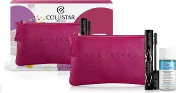 Set kozmetik Collistar Impeccabile, maskarë për qerpikë Impeccabile 14 ml + heqës grimi për sy dhe buzë 35 ml + çantë kozmetike
