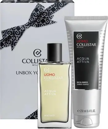 Set dhuratë për meshkuj Collistar Gift Set Men Energy and Freshness Boost, Acqua Attiva 100ml, xhel dushi 250ml