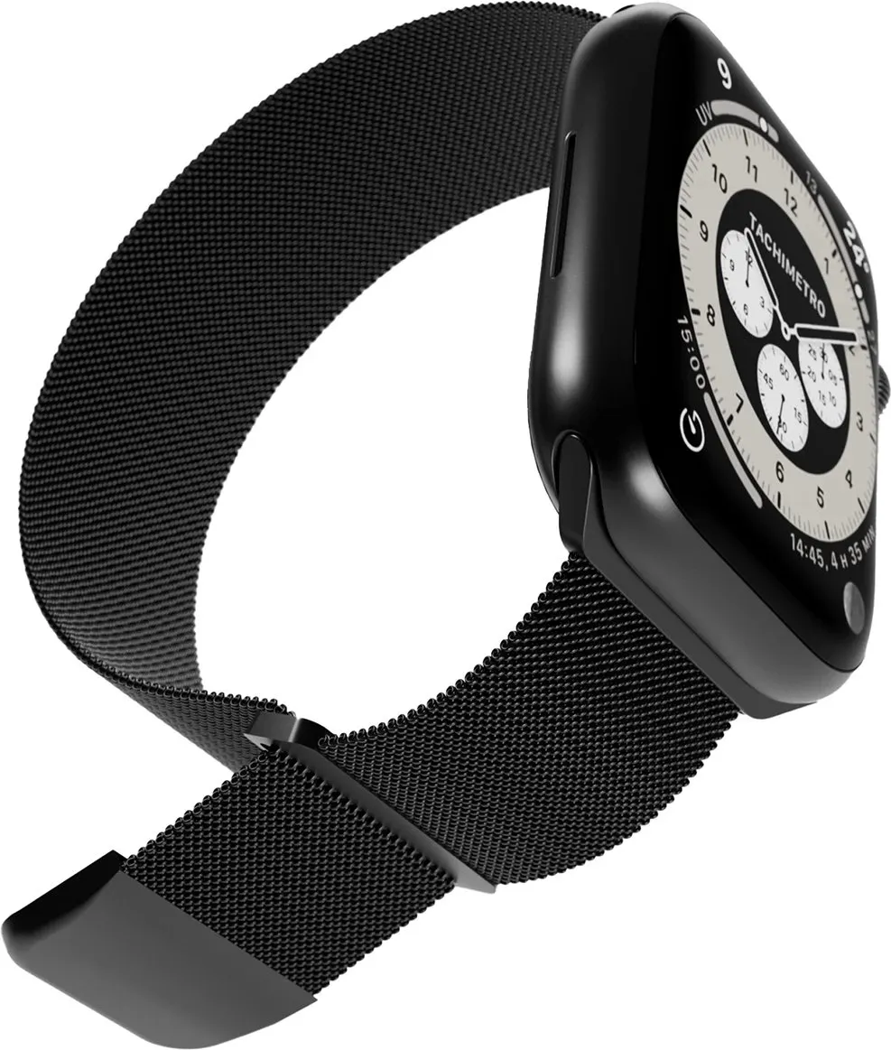 Rrip çeliku SBS Puro Milanese për Apple Watch 38/40/41mm, magnetik, i zi - 4