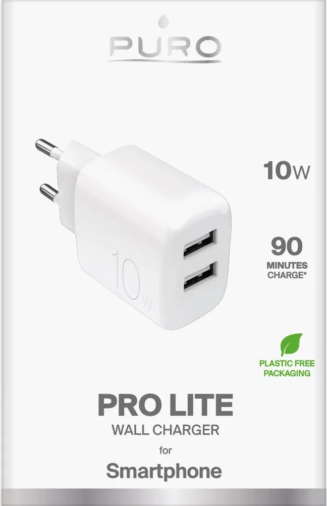 Karikues muri Puro PROLITE 10W, USB-A, Bardhë - 2