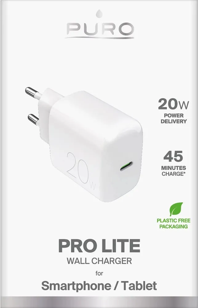 Karikues muri Puro PROLITE 20W, USB-C, i bardhë - 2