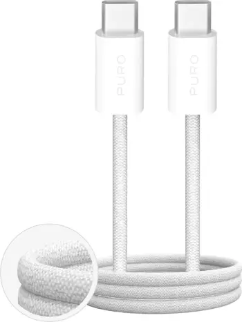 Kabllo USB-C në USB-C Puro Fabrik 4, 1m, 100W, e bardhë