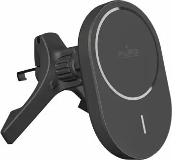 Mbajtës magnetik për celular me karikues wireless Puro PUSH2QIMAGBLK, 15W, MagSafe, i zi