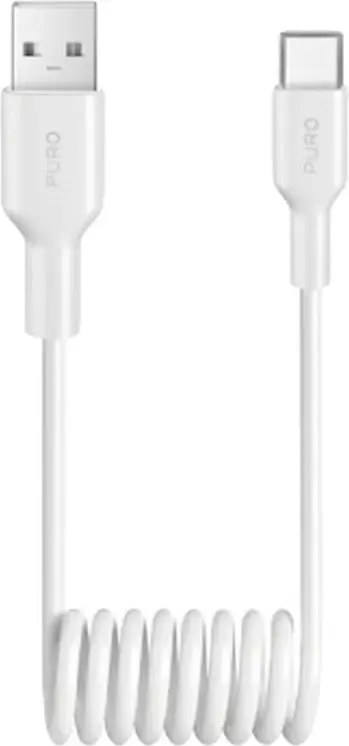 Kabllo spiral Puro USB-A në USB-C, 1m, 10W, Bardhë
