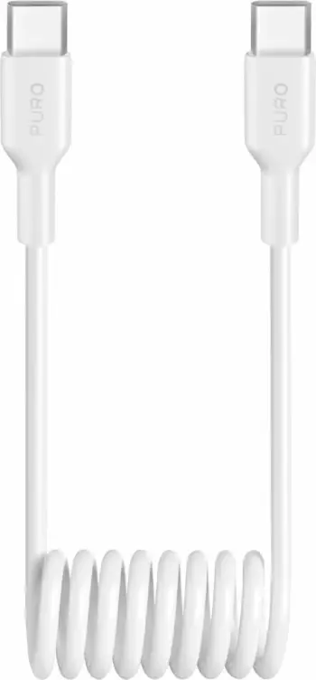 Kabllo spiral USB-C në USB-C Puro PUCCC25WSPWHI, 1m, 25W, Bardhë
