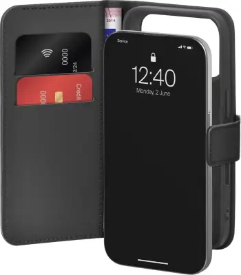 Këllëf portofol Puro për Apple iPhone 17 Pro, me stand, i zi
