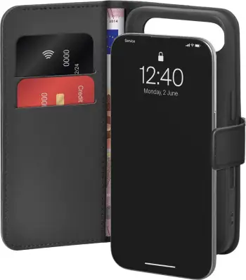 Mbulesë portofol Puro për iPhone 17 Air, funksion stand, e zezë