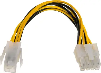Përshtatës Akyga ATX/EPS 4-pin - ATX/EPS 8-pin, 0.15m, i verdhë