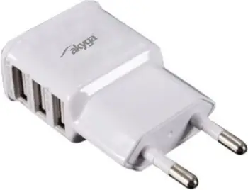 Karikues Akyga AK-CH-05, 3 x USB-A 3.1 A, i bardhë