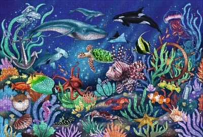 Puzzle druri Ravensburger Under the Sea, 505 copa, shumëngjyrëshe - 2
