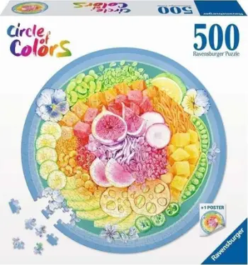 Puzzle Ravensburger Color Palette poke bowl, 500 pjesë, rrethor, shumëngjyrësh