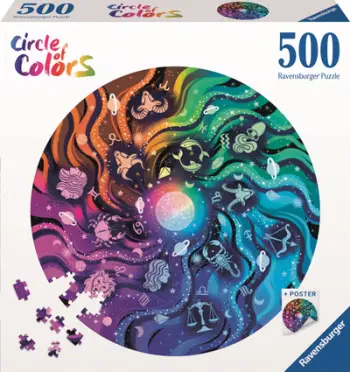 Puzzle Ravensburger Color Palette Astronomy, 500 pjesë, rrethor, shumëngjyrësh