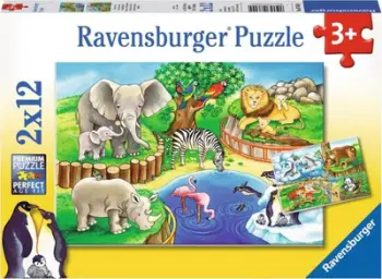 Puzzle Ravensburger Animals in the ZOO 076024, 2x12 elemente