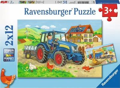Puzzle Ravensburger Hard Work 076161, 2x12 copë - 1