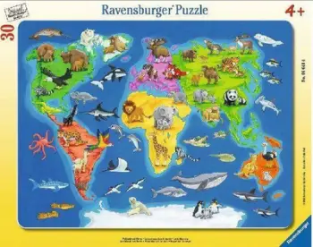 Puzzle Ravensburger Animal World Map, 30 elemente