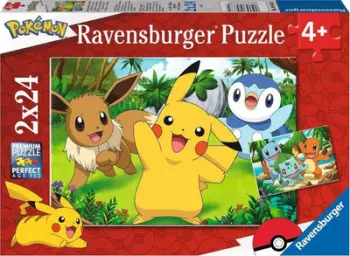 Puzzle për fëmijë Ravensburger Pikachu and his friends, 2x24 pjesë, shumëngjyrësh