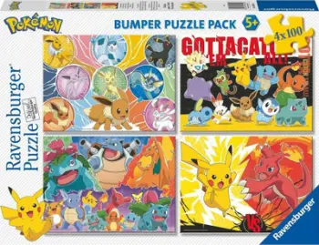 Puzzle Ravensburger Pokemon, set 4x100 pjesë, shumëngjyrësh
