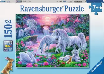 Puzzle Ravensburger Një njëbrirësh në perëndim të diellit, 150 elementë