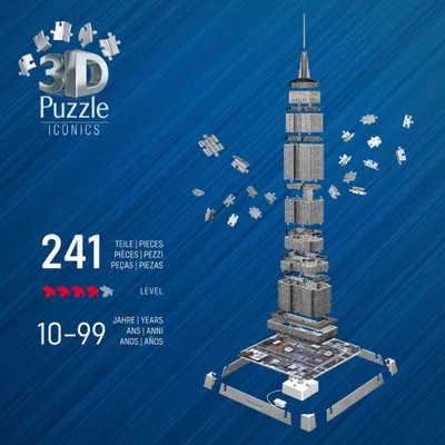 Puzzle 3D Ravensburger Iconics Empire State Building, me LED, shumëngjyrësh - 5