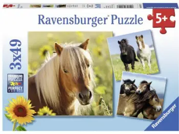 Puzzle Ravensburger Lovely Horses (080113), 3 x 49 elemente