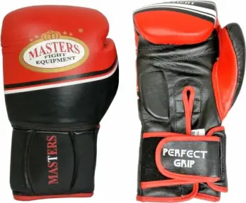 Doreza boksi Masters RBT LF 0130748 18oz, lëkurë, mbyllje me shirit, të zeza me të kuqe