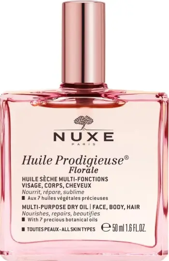 Vaj i thatë multifunksional Nuxe Huile Prodigieuse Florale, fytyrë trup dhe flokë, 50ml