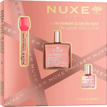 Set dhuratë NUXE Christmas The Infinite Glow, për fytyrë trup dhe flokë, rozë