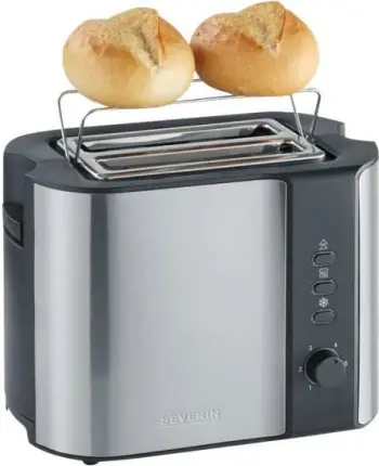 Toster Severin AT 2589 2 feta çelik inox, argjendt e zi