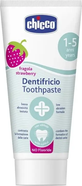 Pastë dhëmbësh për fëmijë Chicco me shije të luleshtrydhes, 50ml