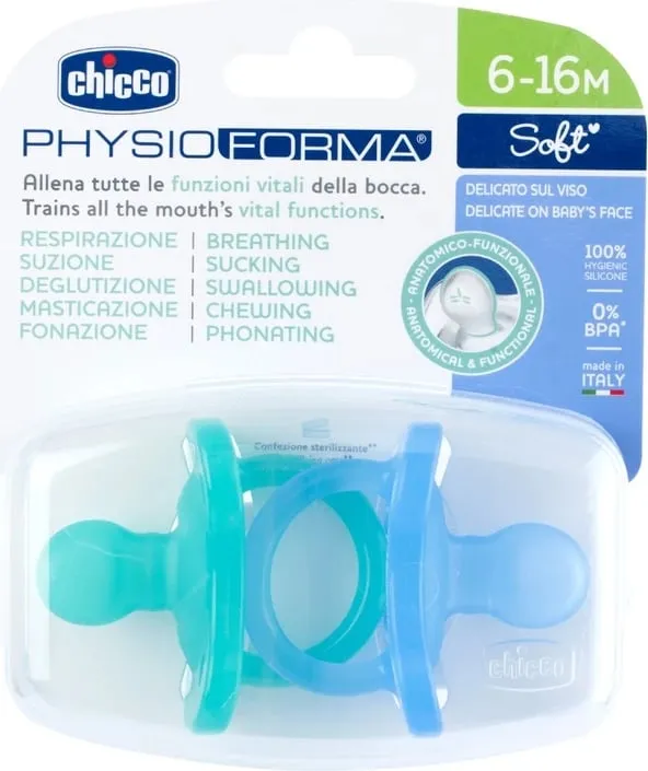 Qetësues silikoni Chicco PhysioForma Soft Calm, blu, 2 copë - 1