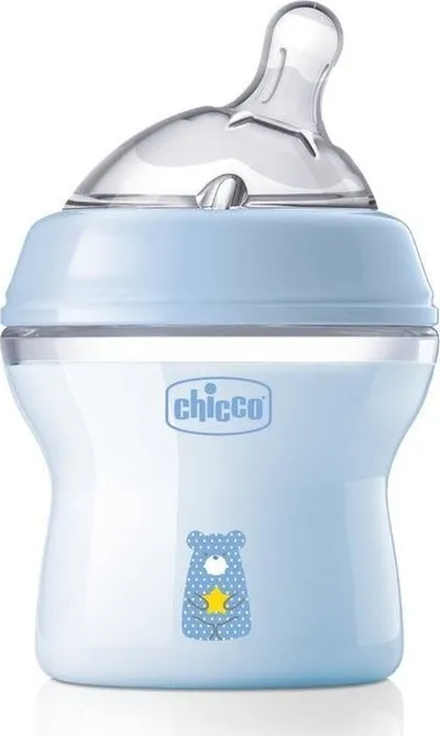 Biberon plastik Chicco NaturalFeeling, 150ml, rrjedhje e ngadaltë, blu - 1