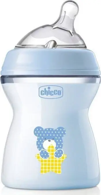 Biberon plastik Chicco NaturalFeeling, 250ml, rrjedhje mesatare, blu