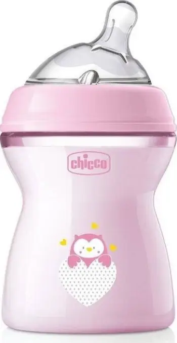 Biberon Chicco NaturalFeeling, 250ml, silikon rrjedhje mesatare, rozë