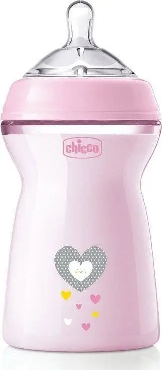 Biberon Chicco NaturalFeeling, 330ml, silikon 6m+, rozë