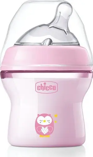 Biberon Chicco NaturalFeeling 53619, 150ml, sistem anti kolik, transparent