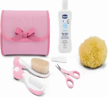 Set aksesorësh për higjienë dhe larje Chicco My First Beauty për fëmijë, 6 copë, rozë