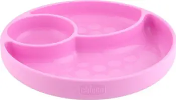 Pjatë silikoni Chicco 127511, 3 seksione, për 12m+, rozë