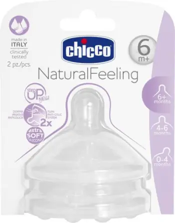 Thithkë për biberon Chicco, 6m+, 2 copë