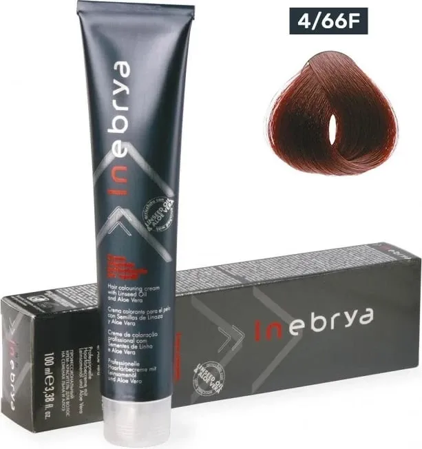 Ngjyrë për flokë Inebrya 4/66F, e kuqe, 100 ml - 1