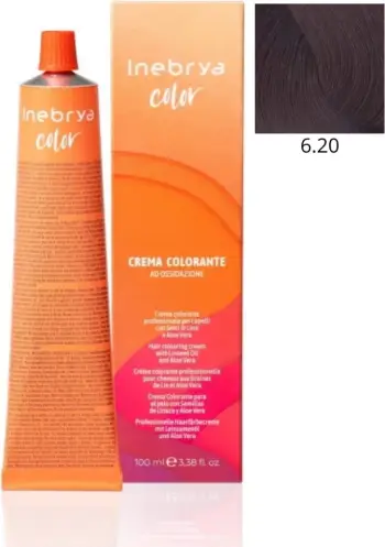 Ngjyrë për flokë Inebrya 6/20, bionde dhe vjollcë në qershi, 100ml
