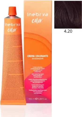 Ngjyrë për flokë Inebrya 4/20, vjollcë në qërshi, 100ml