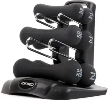 Set pesha fitnesi Zipro Neoprene, 6 copë, të zeza