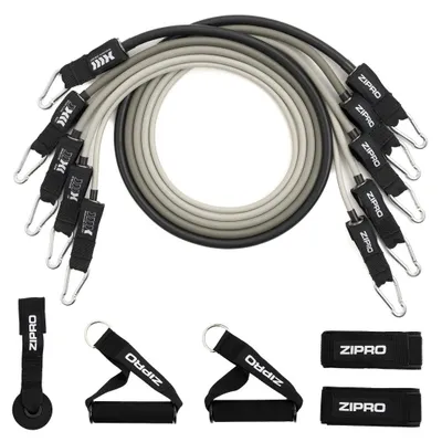 Set tuba rezistence fitnesi Zipro, të hirta - 1