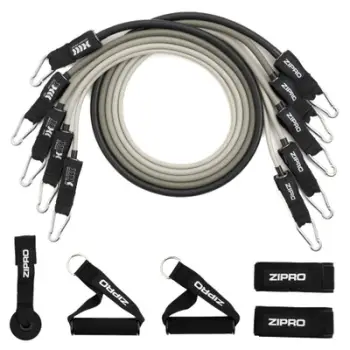 Set tuba rezistence fitnesi Zipro, të hirta