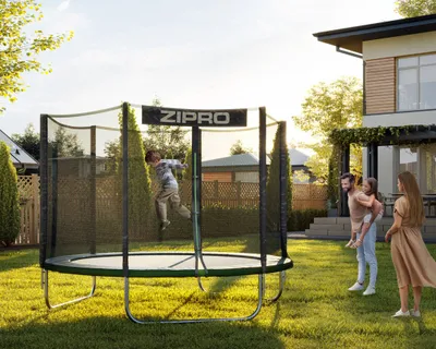 Trampolinë me rrjetë të jashtme Zipro Jump Pro, 183 cm, e zezë - 2