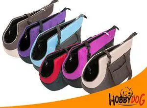 Çantë transporti për kafshë Hobbydog R3, material nubuck, për qen të vegjël dhe mace, e zezë me shall të kuq