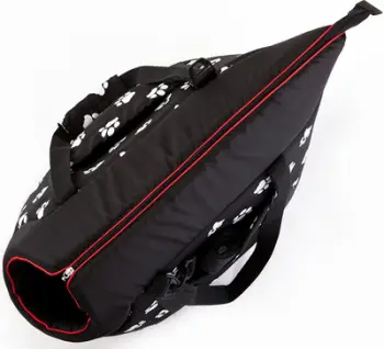 Çantë transporti për kafshë Hobbydog R1, material rezistent, me shenja putrash, e zezë