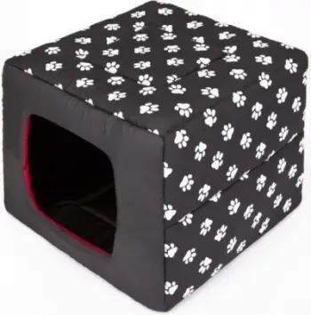 Shtëpi për kafshë Hobbydog Bed Butterfly R4, Codura, e zezë me shenja putrash