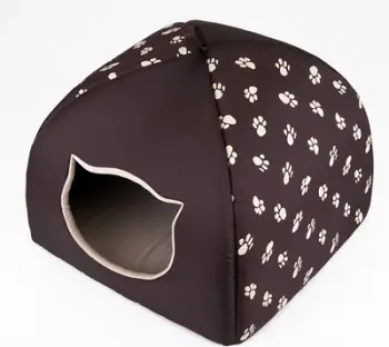 Shtëpi për kafshë Hobbydog Hut Igloo R3, material cordura, kafe me shenja putrash