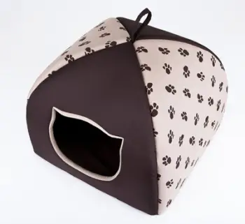 Shtëpi për kafshë Hobbydog Hut Igloo R1, material codura, beige me shenja putrash